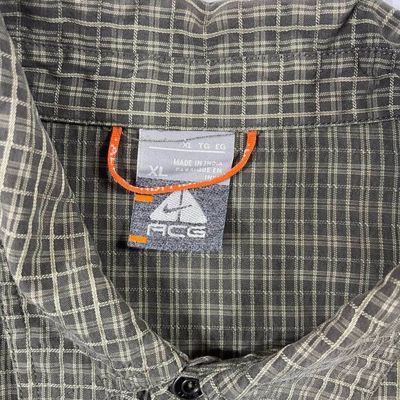 Nike ACG Shirt Mens XL Short Sleeve Plaid green Button - Picture 10 of 12